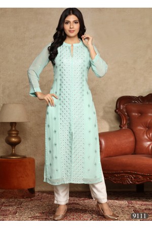 Light Green Georgette /Chiffon Kurti 